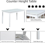 Dining Table Set for 4, 5-Piece Dining Room Table Set with Rectangular Crystal Decoration Table & 4 Upholstered Backrest Chairs, Counter Height Kitchen Sets with MDF Tabletop, White