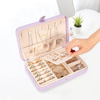 LANDICI Small Jewelry Box for Women Girls, PU Leather Travel Jewelry Case, Portable Jewelry Organizer Storage Holder Display for Ring Earrings Necklace Bracelet Bangle Men Kids Gift, Lavender