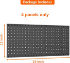 WALMANN Metal Pegboard Panels for Wall Tools Storage Pegboard for Garage, Workbench, Modular Peg Board Tool Organizer Board (Black 12"*24", Pack of 4)