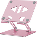 Tablet Stand Holder for Desk, Adjustable Desktop Tablet Holder, Foldable Aluminum Tablet Mount for iPad pro 12.9, iPad Air Mini, Samsung Galaxy Tabs Z Fold Kindle Fire,4-12 inch, Rose Gold