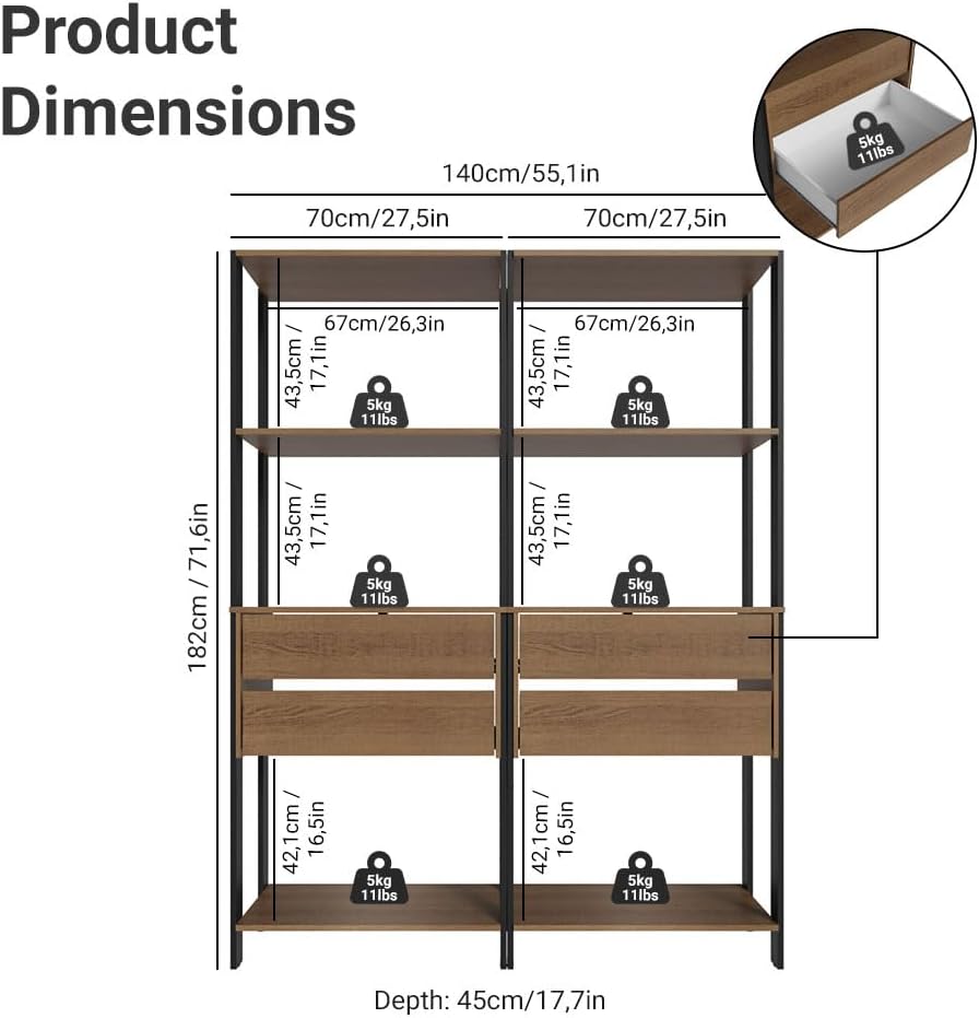 Madesa Kitchen Pantry Storage Rack with 4 Drawers and 6 Open Shelves 55"...
