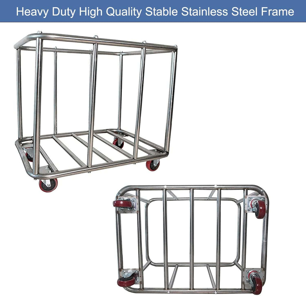 Commercial Laundry Cart With Wheels - 11.5 Bushel Heavy Duty Stainless Steel Hamper With Waterproof Lining - 260 Lbs Load Capacity
