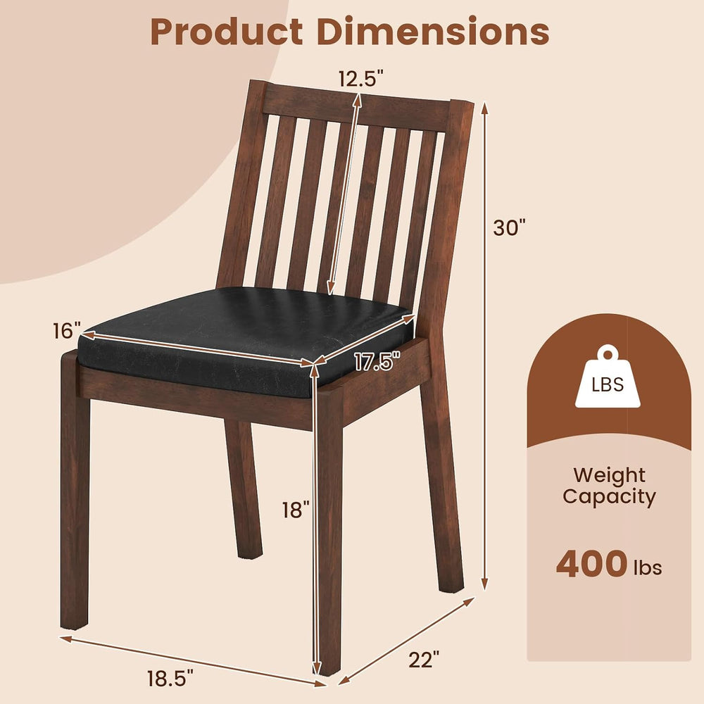 Giantex Wooden Dining Chairs Set of 2, PU Leather Upholstered Kitchen Chairs ...