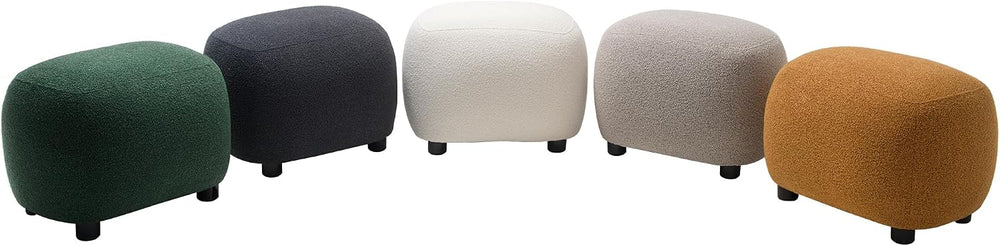 KINWELL Round Boucle Upholstered Ottoman Chair Padded Seat Footstool, Beige |...