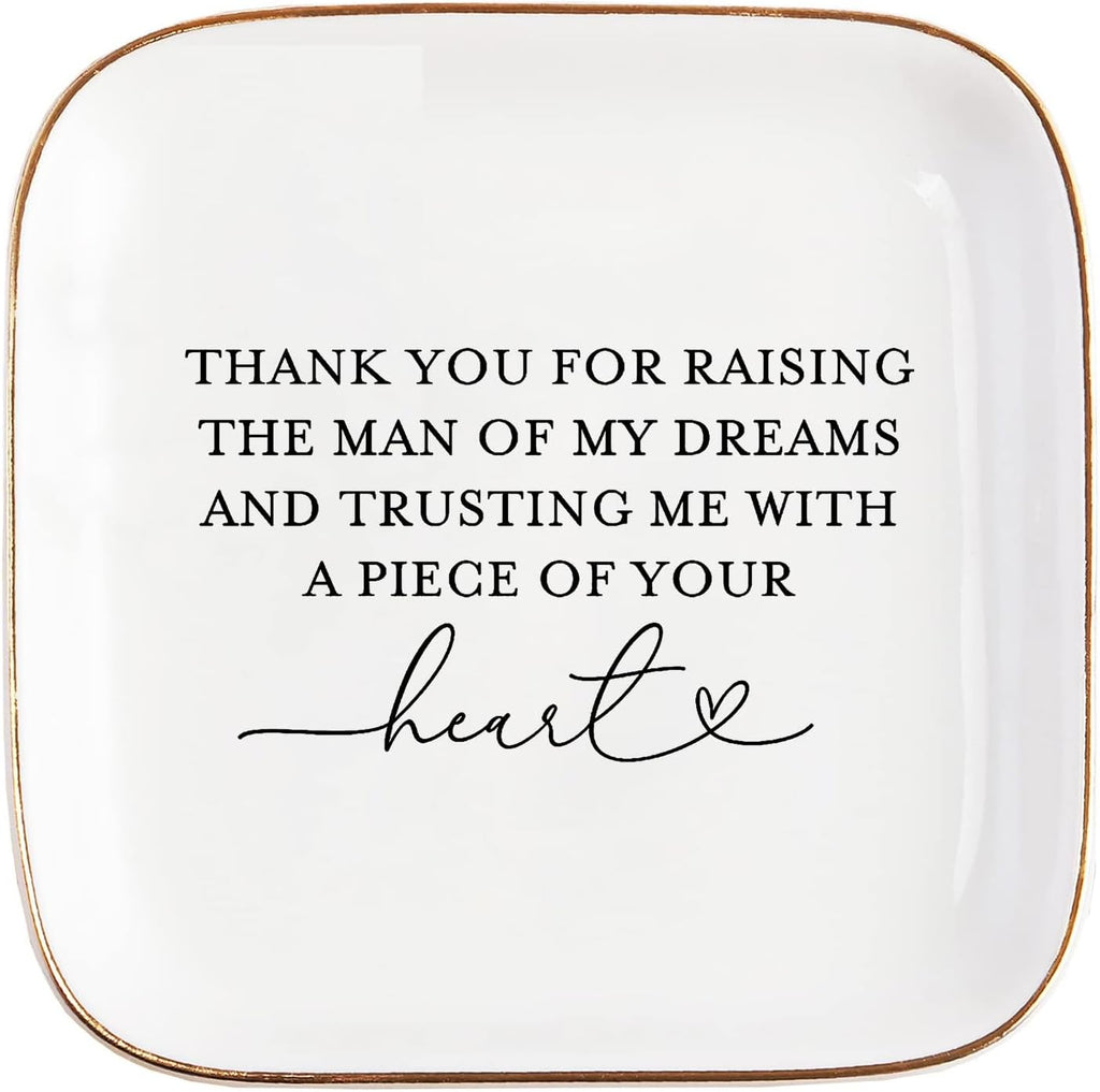 Mother of the Groom Gifts Jewelry Tray from Bride, Mother's Day Christmas Birthday Wedding Gifts for Mother in Law of the Groom from Bride Ceramic Ring Dish Plate