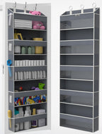 Over the Door Organizer with 5 Large Pockets & 10 Mesh Side Pockets – Durable Hanging Storage for Closet, Bathroom, Bedroom, and Nursery– Space Saving Door Storage with Sturdy Metal Hooks.