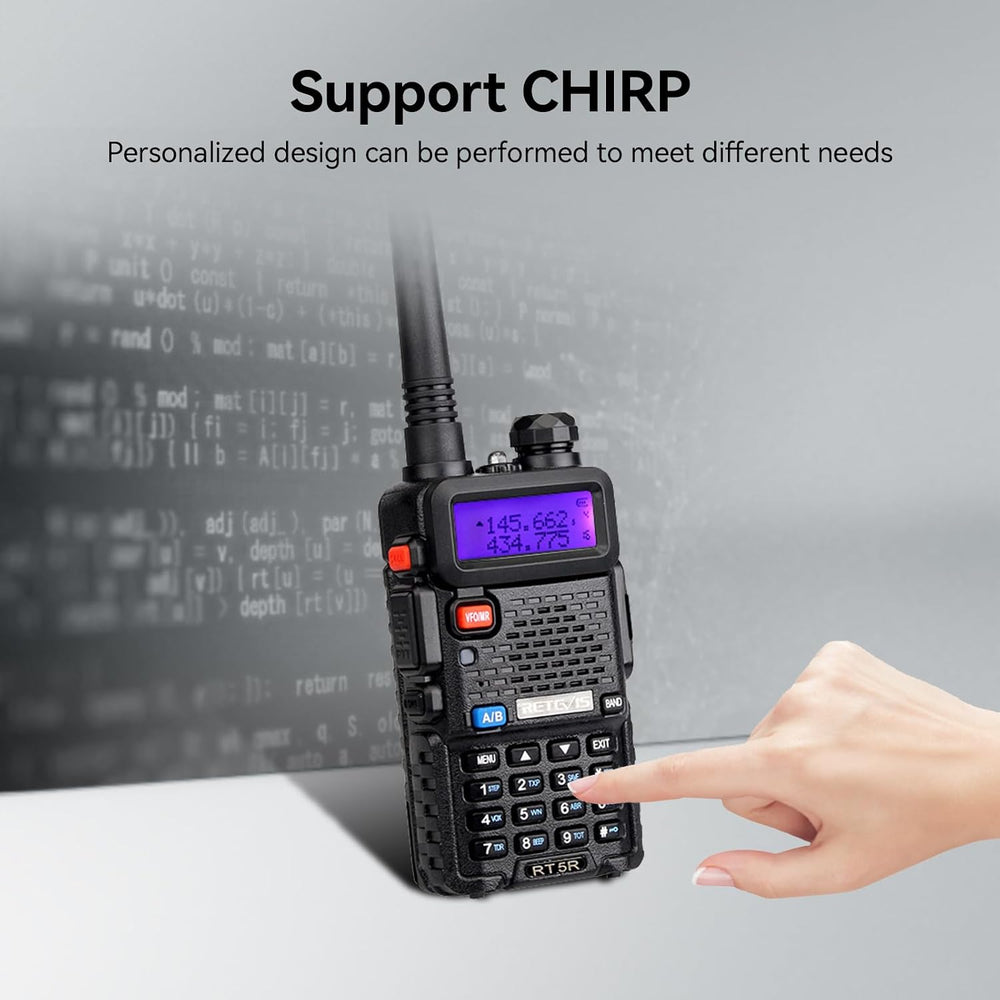 Retevis RT-5R Dual Band Walkie Talkies Long Range with Shoulder Mic, 2 Pack