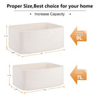 4 Pack Small Storage Shelf Baskets for Organizing, Mini Woven Rope Storage Bins for Towels, Cute Decorative Closet Organizer，Baby Nursery, Gift Empty Baskets -13''Lx8.66''Wx5.11''H-White