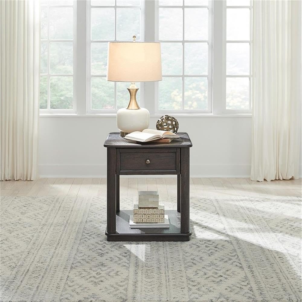 Pemberly Row 3 Piece Table Set, Rubberwood and Oak Veneers, Aged Oak Finish, ...