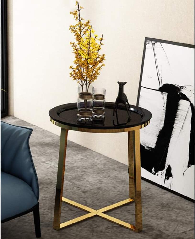 Telephone Table, Living Room Sofa Side Table,Tray Side Table,Golden Coffee Ta...
