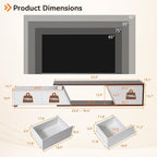 Verano Garden Extendable TV Stand with Led Lights, Wood TV Media Console with 2 Drawers & 1 Cabinet, Modern Entertainment Center Up to 90 Inch TV for Living Room Bedroom, 63" - 90.6" (White & Walnut)