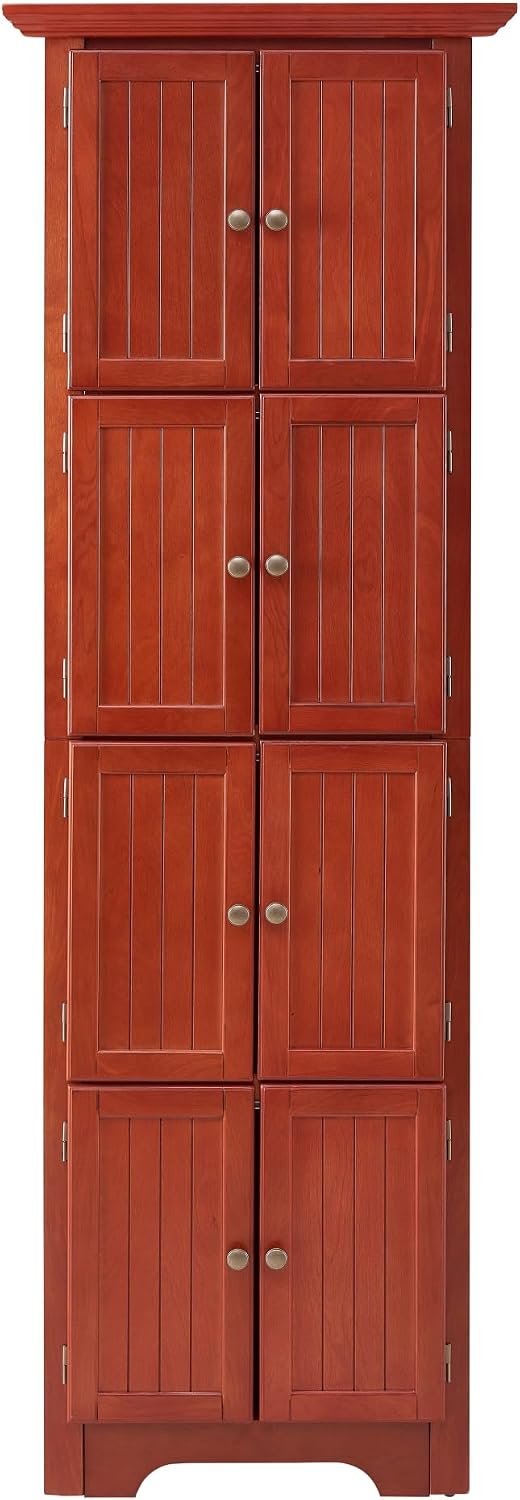 Mid-Century 4-Tier Pantry Storage Cabinet, Corner Cabinet and Adjustable Shel...