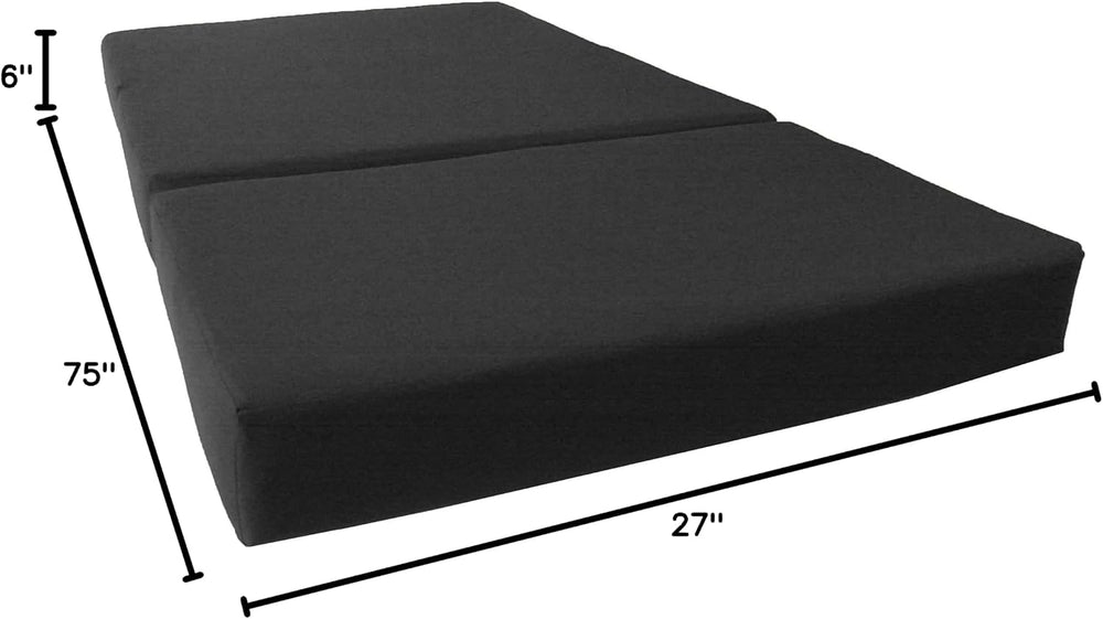 D&D Futon Furniture Trifold Foam Bed, Folding Ottoman Mattress (Black, Ch...