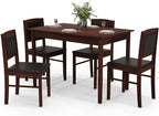 NAFORT 5 Piece Dining Table Set for 4, Farmhouse Solid Wood Kitchen Table Chairs Set of 4, Mid-Century Modern Dinette Set w/Upholstered Dining Chairs, 4 Seat Dining Room Table for Kitchen,Office