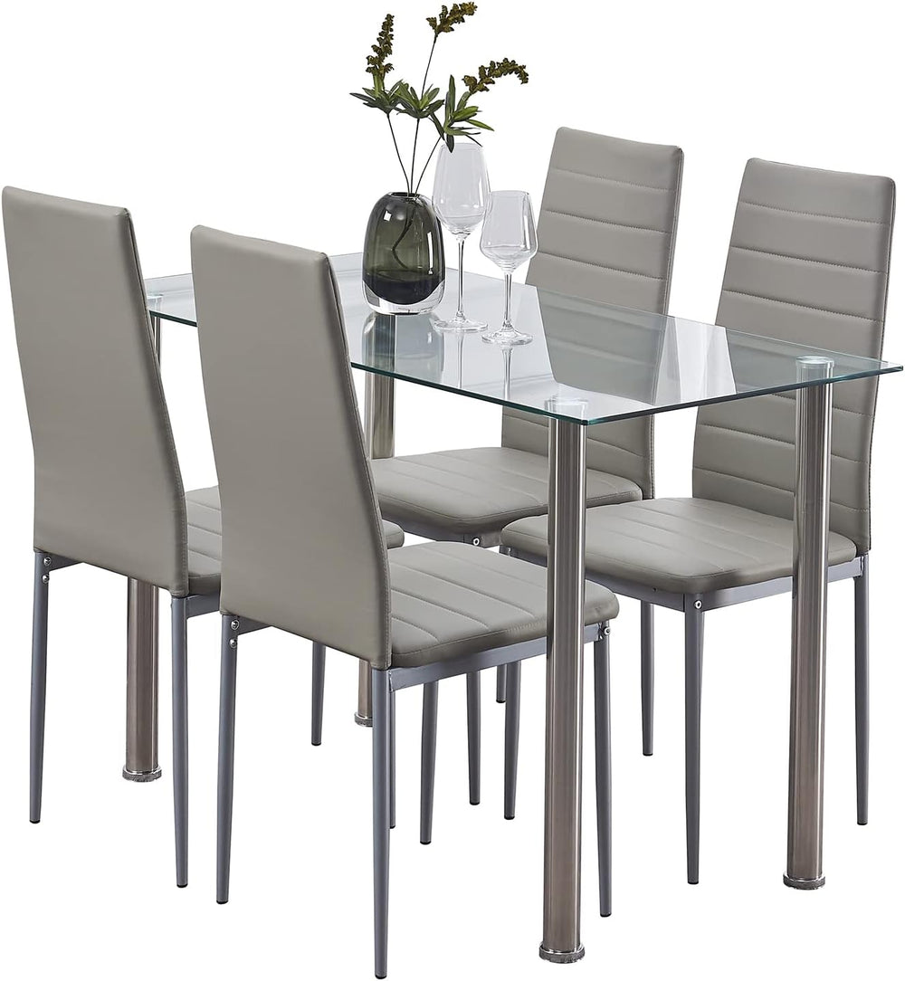 Dining Table Set for 4, 5 Piece Kitchen Table and Chairs for Dinette, Apartme...