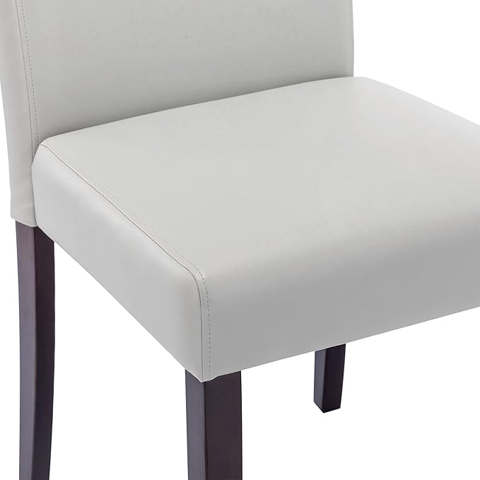Watson & Whitely Upholstered Dining Chairs Set of 4, Faux Leather Armless Dining Room Chairs with Solid Wood Legs & Back Side Chair for Kitchen, Living Room, Restaurant, Light Grey
