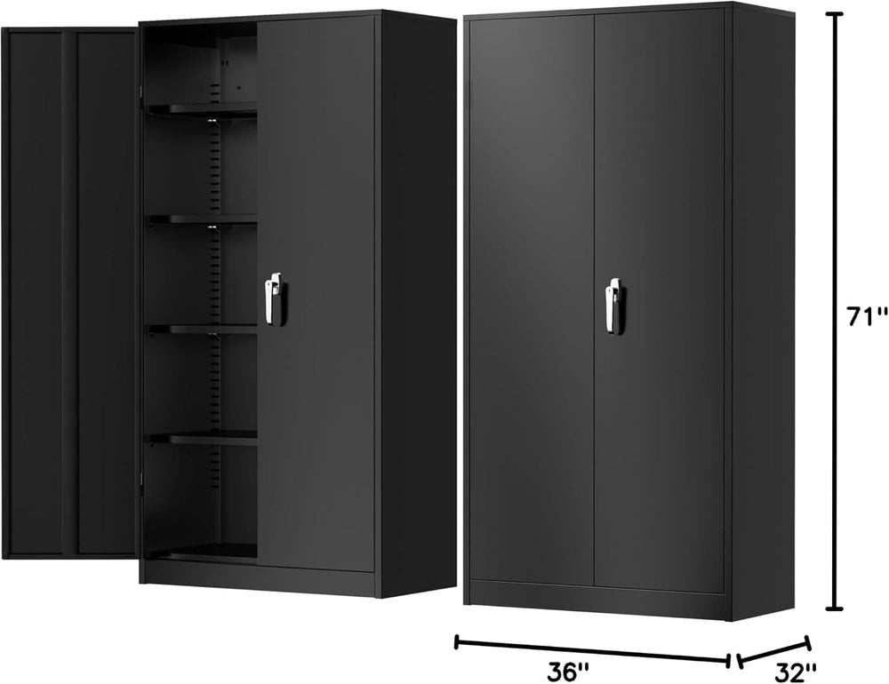 Greenvelly Metal Storage Cabinet with Lock, Steel Garage Storage Cabinet with...