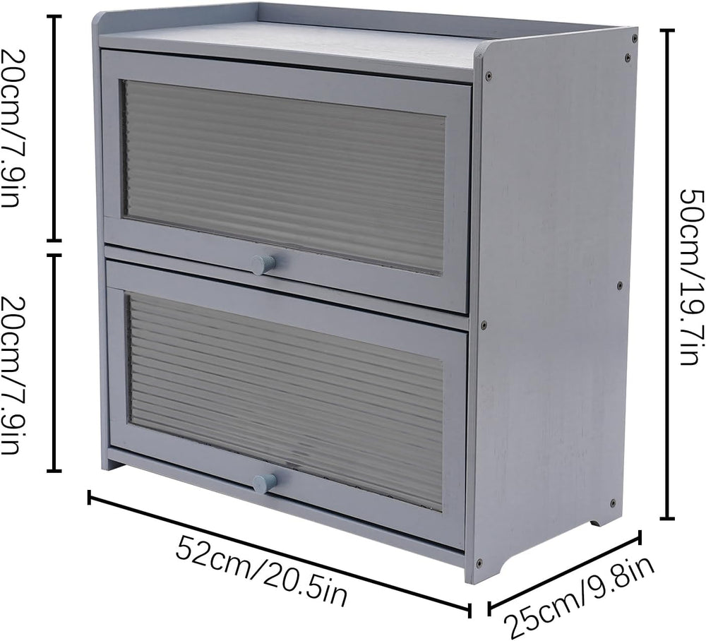 Countertop Kitchen Pantry Cabinet, 20.5x9.8x19.7in Dual-Layer Storage Cabinet...