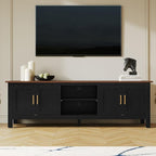 ARTPOWER 63 Inch TV Stand for Living Room TVs up to 75", Farmhouse Entertainment Center with Storage, Black TV Console with Cabinet, Under TV Cabinet for Bedroom