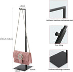 Purse Display Stand - 2 Pack Solid Black Bag Display Rack Stands, Counter Adjustable Height Stainless Steel Purse Handbag Holder Display Stand