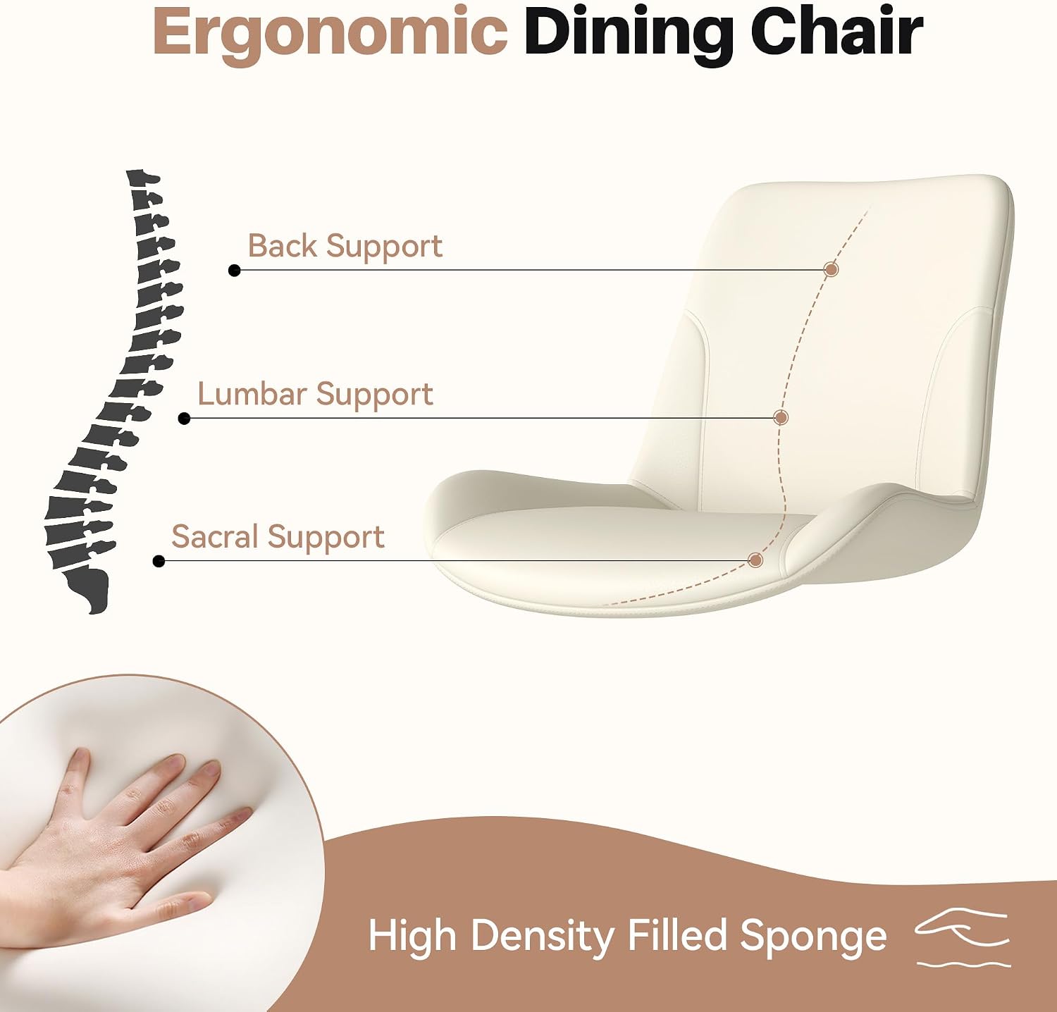 Miereirl Dining Chairs Set of 8, Modern Upholstered Dining Chairs, Kitchen Chairs with Cushioned Seat and Back, Armless Side Chairs with Metal Legs for Dining Room Kitchen