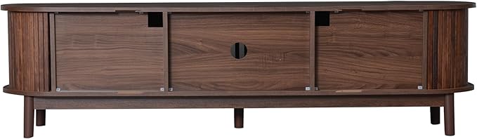 Ball & Cast 67" Modern Farmhouse TV Stand for TVs up to 75",Media Console with Drop-Down & Sliding Doors,Entertainment Center w/2 Storage Cabinets & Solid Wood Legs for Living Room,Bedroom Dark Brown