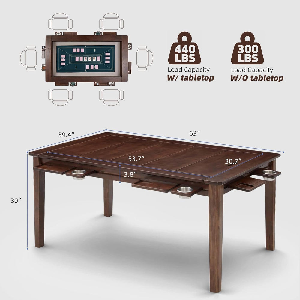 Coperat Solid Wood Board Game Table for 4-6 Players,Dining/Gaming Table w/ 54...