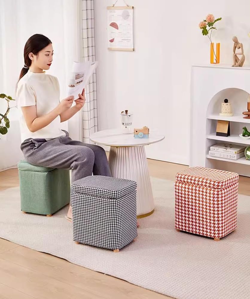 Storage Ottoman with Linen Removable Cover,Square Foot Rest Stool Hinged Lid ...