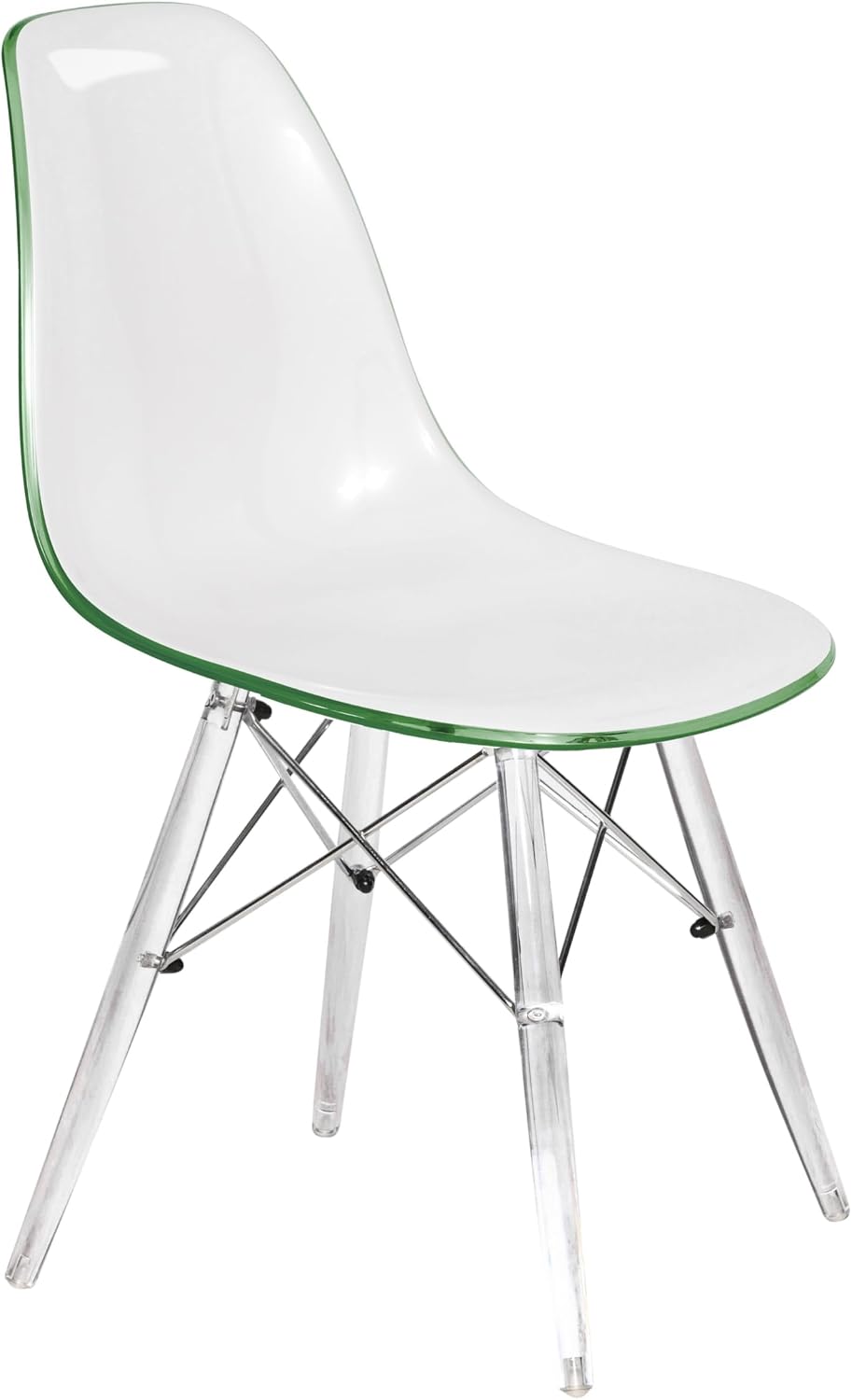 LeisureMod Cresco Modern Molded Dining Chair, Chrome-Plated Eiffel Base and A...