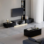 homary Extendable TV Stand, Modern Entertainment Center with Drawers, Adjustable Length Media Console for Living Room Bedroom (Black)