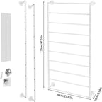 10-Layer Wall Mounted Display Rack, Tie & Scarf Rack Belt Towel Holder Wrapping Paper Ribbon Organizer Scarves Belts Necktie Hijab Stand Metal Shelving for Home, Retail Stores, Flower Shop