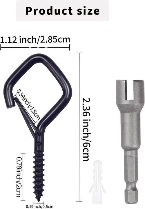 100 PCS Black Eye Screw Hooks for Hanging Heavy Duty with Safety Buckle.Metal Ceiling Hooks for Hanging Plants Cup Wind Chime Bird Feeders Patio Lights at Indoor&Outdoor