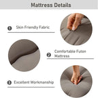 MAXYOYO Japanese Floor Mattress Futon Mattress, 4" Thicken Tatami Mat Sleeping Pad Foldable Roll Up Mat Boys Girls Dormitory Pad Kids Floor Lounger Pillow Bed, Charcoal Grey, Queen Size