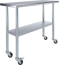 AmGood 48" Long x 18" Deep Stainless Steel Table with Casters