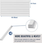 Slatwall Panel Garage Organizer PVC Slatwall Heavy Duty Wall Mounted Rack, Interlocking Slat Wall Panels for Tool Organization Peg Board(White 4 x 2 ft)