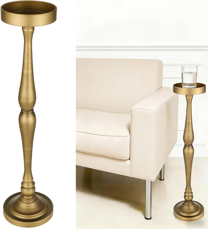 Small Drink Table, Drink Tables for Small Spaces Nightstand Bedroom Couch Chair Vintage Metal Decor, Drink Table Pedestal, Antique Tall Narrow Drink Stand (Classic)