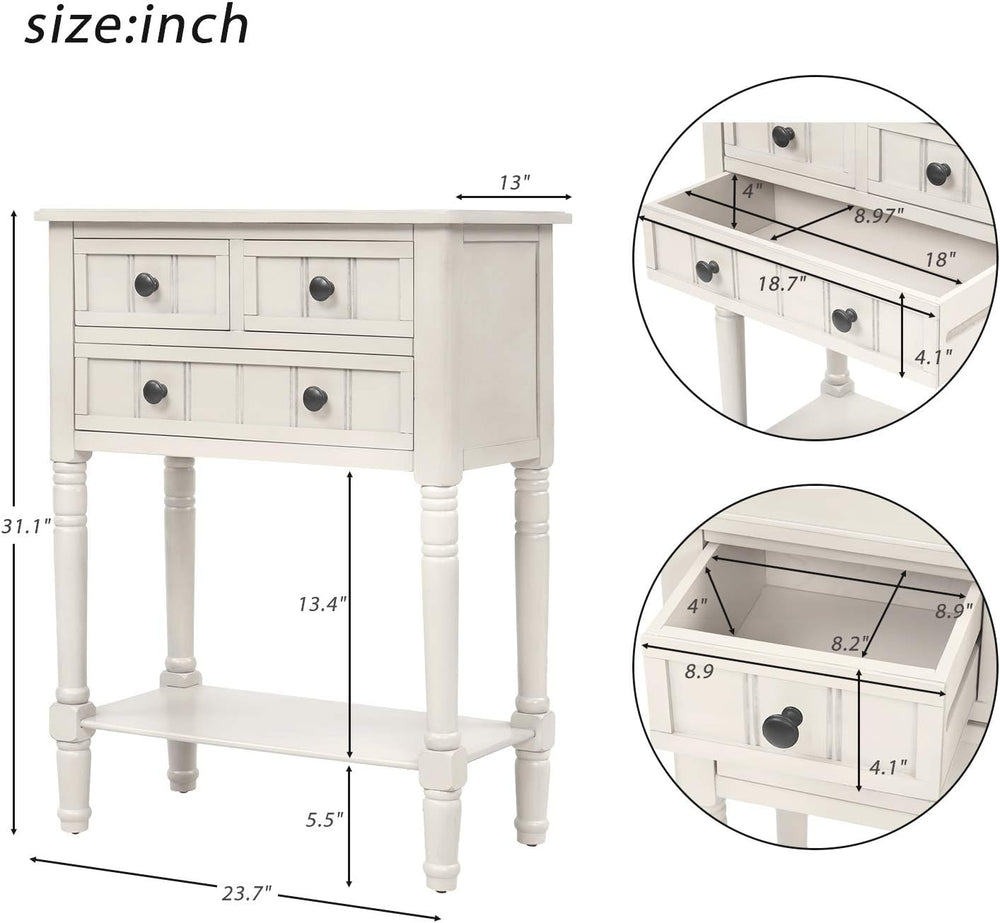 Merax Slim Console Table with Storage, 2 Tier Sofa Table with 3 Drawers and 1...
