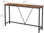 VASAGLE Console Sofa Table, Narrow Entryway Table, for Living Room, Bedroom, Easy Assembly, Rustic Brown and Ink Black ULNT020B01