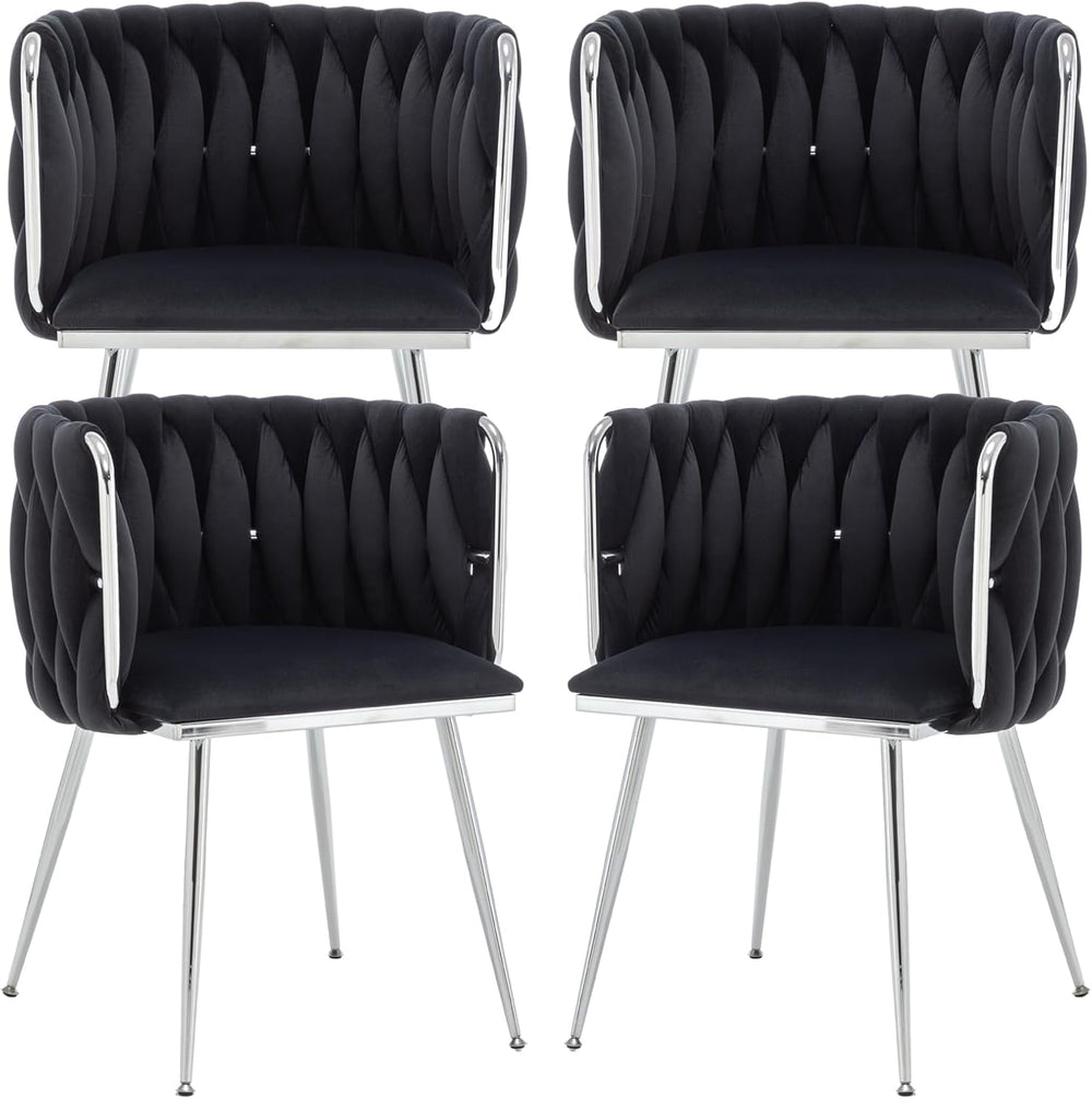 Velvet Dining Chairs Set of 4, Upholstered Dining Room Chairs with Metal Legs...
