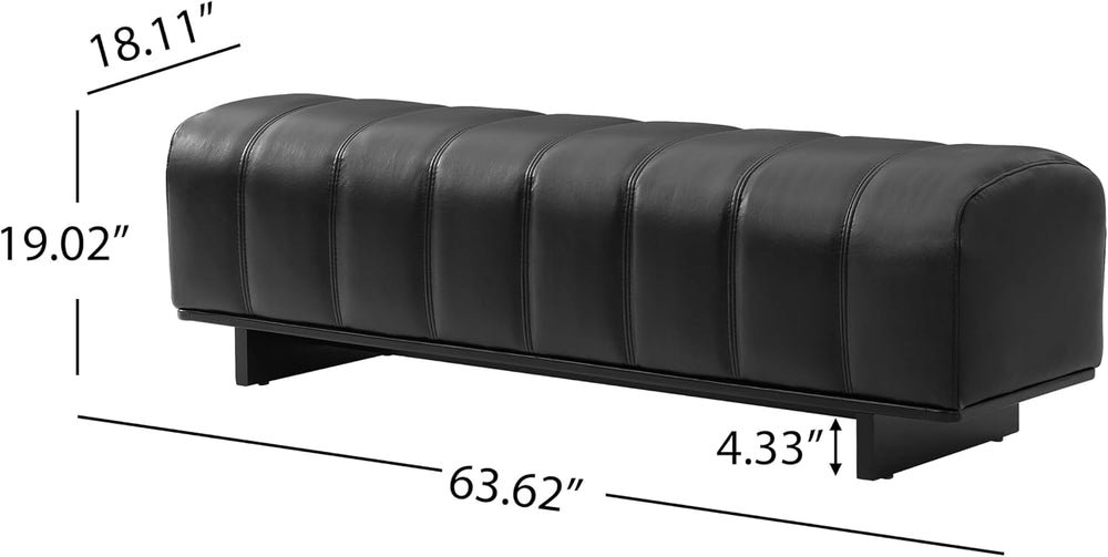 Christopher Knight Home Lamie Faux Leather Upholstered Dining Bench, Wooden E...