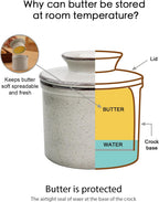 French Butter Dish, Butter Crock for Counter with Water Line, Ceramic Butter Keeper for Spreadable Butter - Chrismas Gift Home Kitchen Decor - Reactive Glaze Collection - Grey