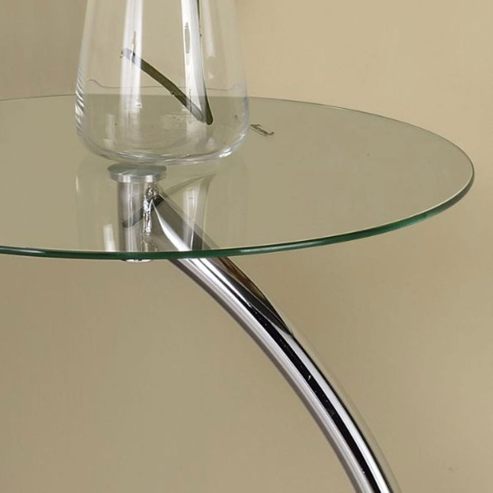 Kings Brand Furniture Leighton Round Glass End Table – Modern Metal Accent Si...