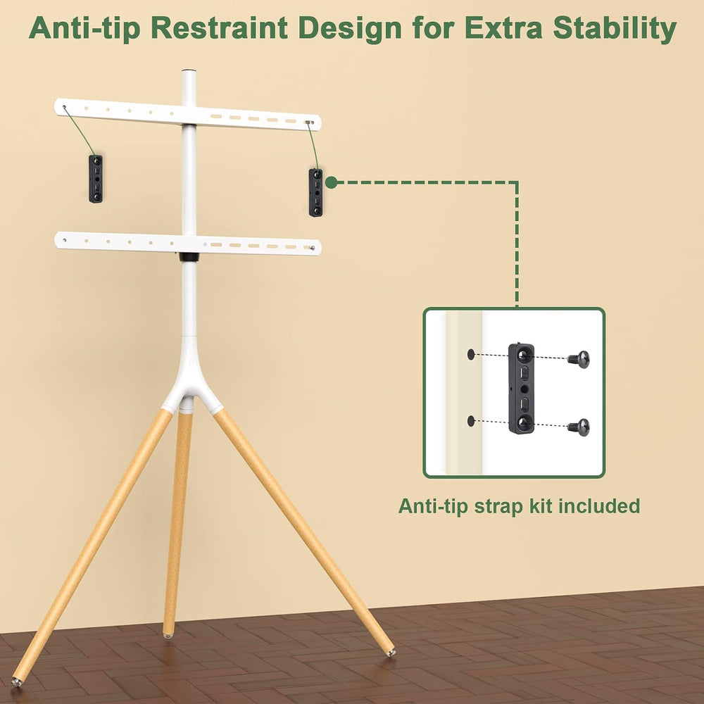 UPGRAVITY White TV Stand Tripod for 45" to 65" Flat Screens up to 7...