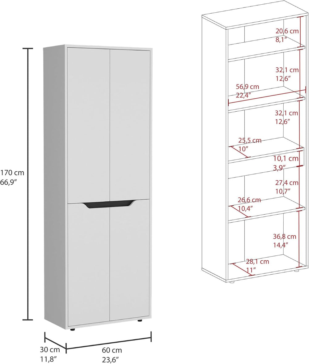 Storage Cabinet Kitchen Pantry Sideboard with Four Doors and and Five Interio...
