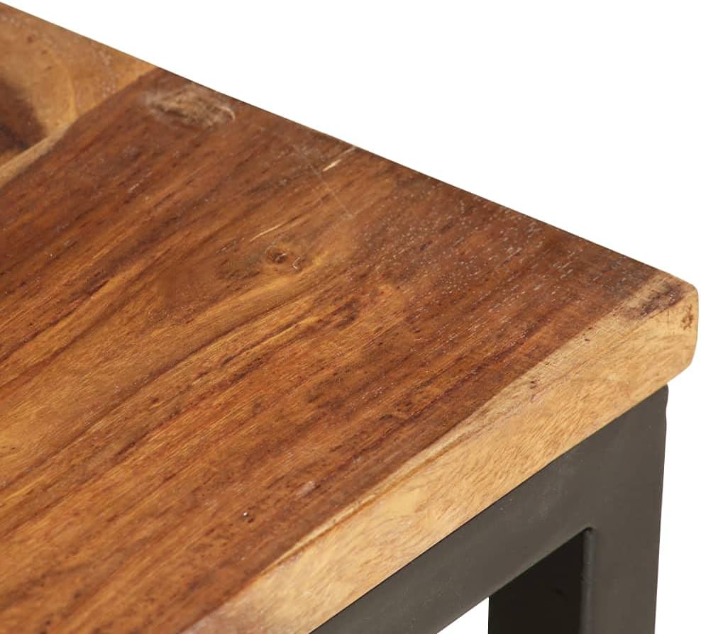 Nesting Tables 2 pcs Solid Acacia Wood | Powder Coated Steel Frame, Stackable...
