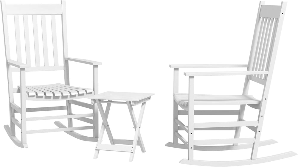 Outsunny Outdoor Rocking Chair Set of 2 with Side Table, Patio Wooden Rocking...
