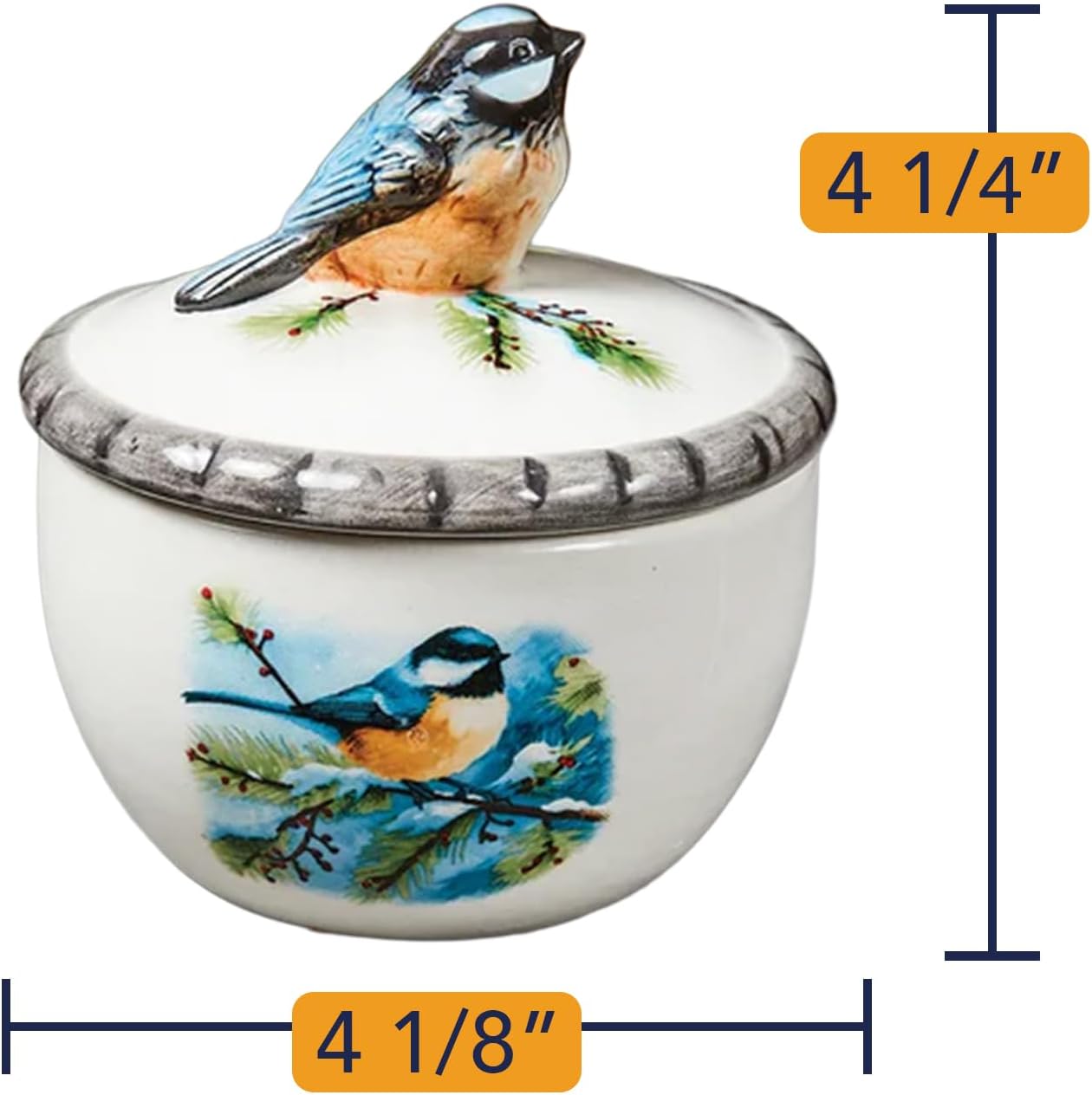 Bits and Pieces Chickadee Jewelry Box for Women Small Trinket Box with Bird Figurine Lid - Decorative Boxes for Home Decor
