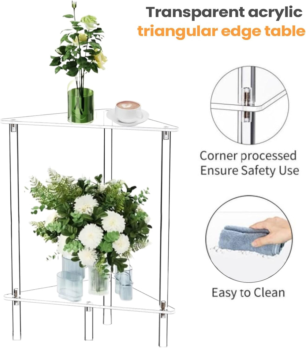 Nightstand Table - Acrylic Transparent Decorative Storage Desk | End Table fo...