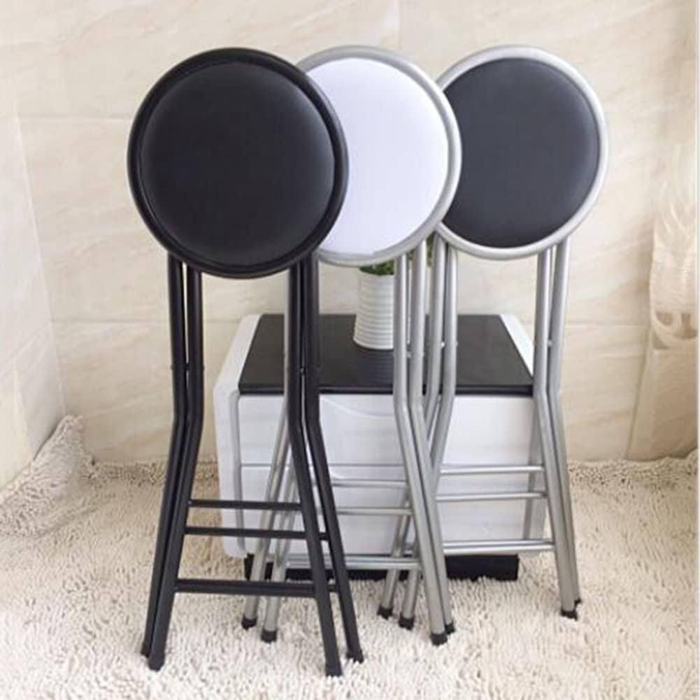 28inch/70cm Counter Height Bar Stool,Backless Folding Chair with 300lbs Capacity,Portable Folding Stool for Home Kitchen Party, 1PC, Black