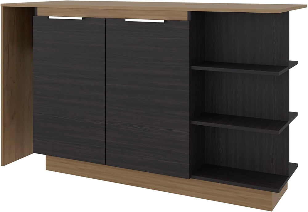 Kitchen Island with Storage Cabinet and Wine Glass Holder | Includes storage ...
